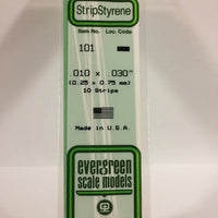 EVERGREEN 101 .010 X .030 STYRENE STRIPS