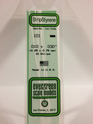 EVERGREEN 101 .010 X .030 STYRENE STRIPS