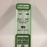 EVERGREEN 102 .010 X .040 STYRENE STRIPS
