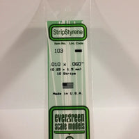 EVERGREEN 103 .010 X .060 STYRENE STRIPS