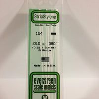 EVERGREEN 104 .010 X .080 STYRENE STRIPS