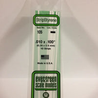 EVERGREEN 105 .010 X .100 STYRENE STRIPS