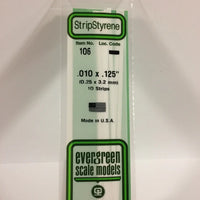 EVERGREEN 106 .010 X .125 STYRENE STRIPS
