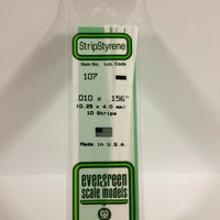 EVERGREEN 107 .010 X .156 STYRENE STRIPS