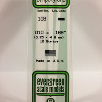 EVERGREEN 108 .010 X .188 STYRENE STRIPS