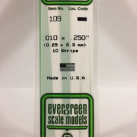EVERGREEN 109 .010 X .250 STYRENE STRIPS