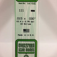 EVERGREEN 111 .015 X .030 STYRENE STRIPS