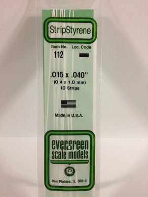 EVERGREEN 112 .015 X .040 STYRENE STRIPS