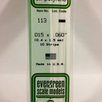 EVERGREEN 113 .015 X .060 STYRENE STRIPS