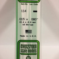 EVERGREEN 114 .015 X .080 STYRENE STRIPS