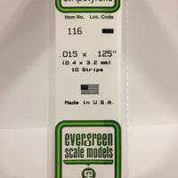 EVERGREEN 116 .015 X .125 STYRENE STRIPS
