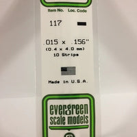 EVERGREEN 117 .015 X .156 STYRENE STRIPS