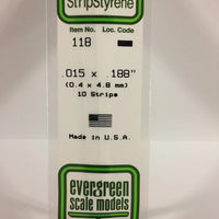 EVERGREEN 118 .015 X .188 STYRENE STRIPS