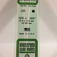 EVERGREEN 120 .020 X .020 STYRENE STRIPS