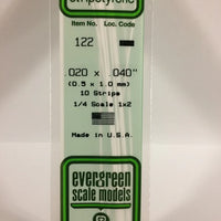 EVERGREEN 122 .020 X .040 STYRENE STRIPS
