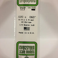 EVERGREEN 123 .020 X .060 STYRENE STRIPS