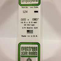 EVERGREEN 124 .020 X .080 STYRENE STRIPS