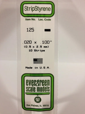 EVERGREEN 125 STYRENE STRIP .020