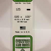EVERGREEN 125 .030 X .100 STYRENE STRIPS