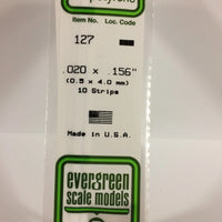 EVERGREEN 127 STYRENE STRIPS .020" X .156" X 14"