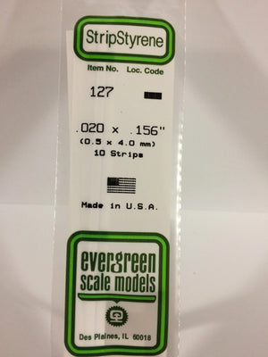 EVERGREEN 127 STYRENE STRIPS .020