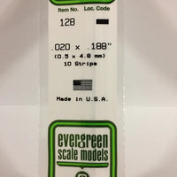EVERGREEN 128 .020 X .188 STYRENE STRIPS