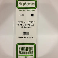 EVERGREEN 131 .030 X .030 STYRENE STRIPS