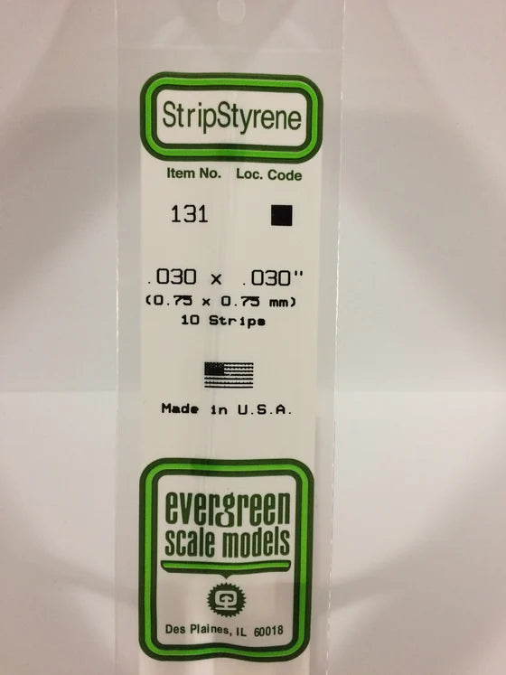 EVERGREEN 131 .030 X .030 STYRENE STRIPS