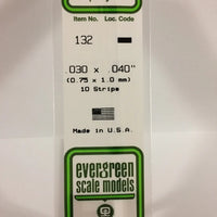 EVERGREEN 132 .030 X .040 STYRENE STRIPS