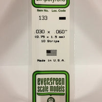 EVERGREEN 133 .030 X .060 STYRENE STRIPS