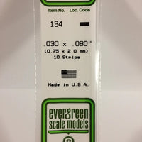 EVERGREEN 134 .030 X .080 STYRENE STRIPS