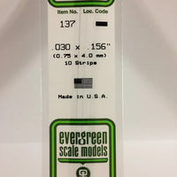EVERGREEN 137 .030 X .156 STYRENE STRIPS