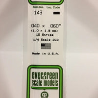 EVERGREEN 143 .040 X .060 STYRENE STRIPS