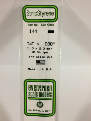 EVERGREEN 144 .040 X .080 STYRENE STRIPS