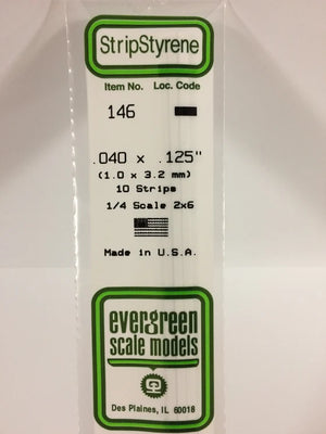 EVERGREEN 146 .040 X .125 STYRENE STRIPS