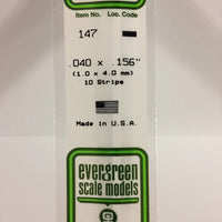 EVERGREEN 147 .040 X .156 STYRENE STRIPS
