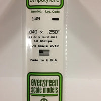 EVERGREEN 149 .040 X .250 STYRENE STRIPS