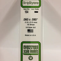 EVERGREEN 154 .060 X .080 STYRENE STRIPS