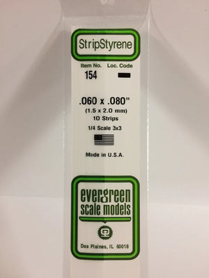 EVERGREEN 154 .060 X .080 STYRENE STRIPS