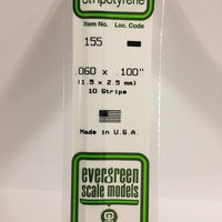 EVERGREEN 155 .060 X .100 STYRENE STRIPS