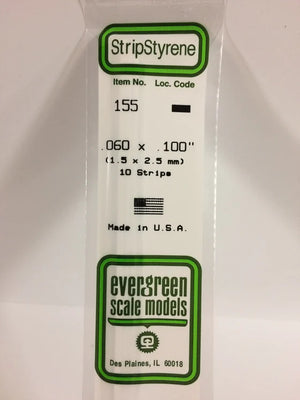 EVERGREEN 155 .060 X .100 STYRENE STRIPS