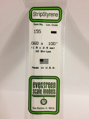 EVERGREEN 155 .060 X .100 STYRENE STRIPS