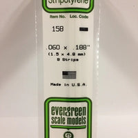 EVERGREEN 158 .060 X .188 STYRENE STRIPS