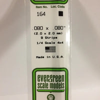 EVERGREEN 164 .080 X .080 STYRENE STRIPS