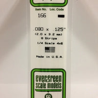 EVERGREEN 166 .080 X .125 STYRENE STRIPS