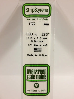 EVERGREEN 166 .080 X .125 STYRENE STRIPS
