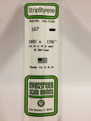 EVERGREEN 167 .080 X .156 STYRENE STRIPS