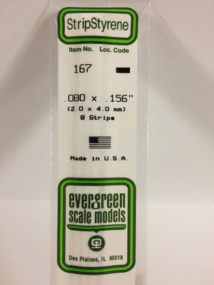 EVERGREEN 167 .080 X .156 STYRENE STRIPS