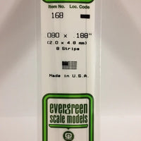 EVERGREEN 168 .080 X .188 STYRENE STRIPS