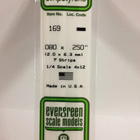 EVERGREEN 169 .080 X .250 STYRENE STRIPS